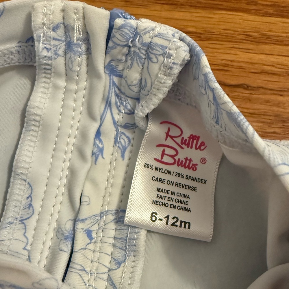 RuffleButts Long Sleeve One Piece Rash Guard Bathing Suit Size 6-12 Months - Picture 6 of 10